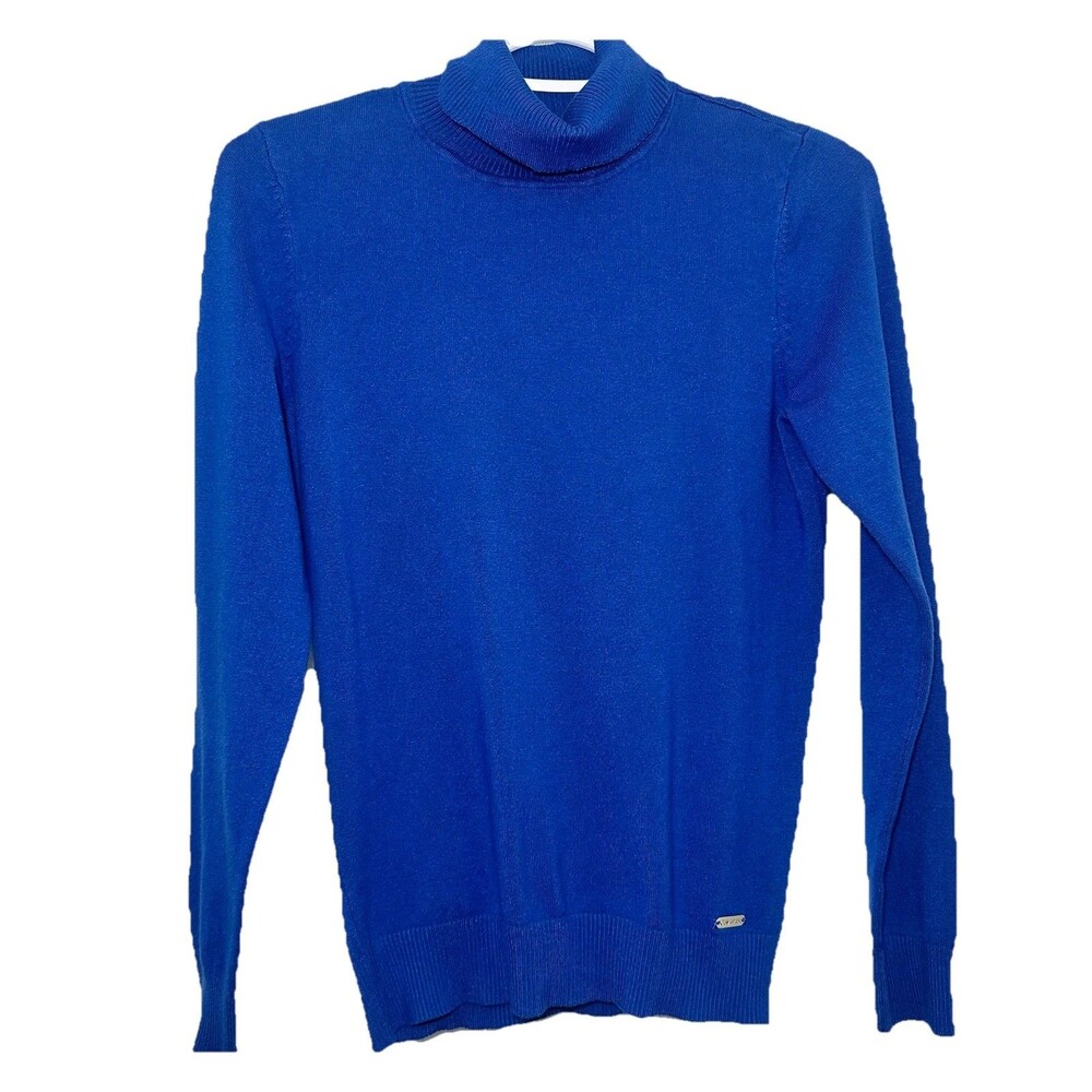 Calvin Klein Blue Turtleneck Sweater Women’s Small Rayon Nylon Knit Pullover